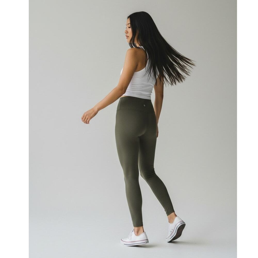 Lululemon Athletic Leggings Womens Olive Green High Waist Comfort 29.5" Inseam